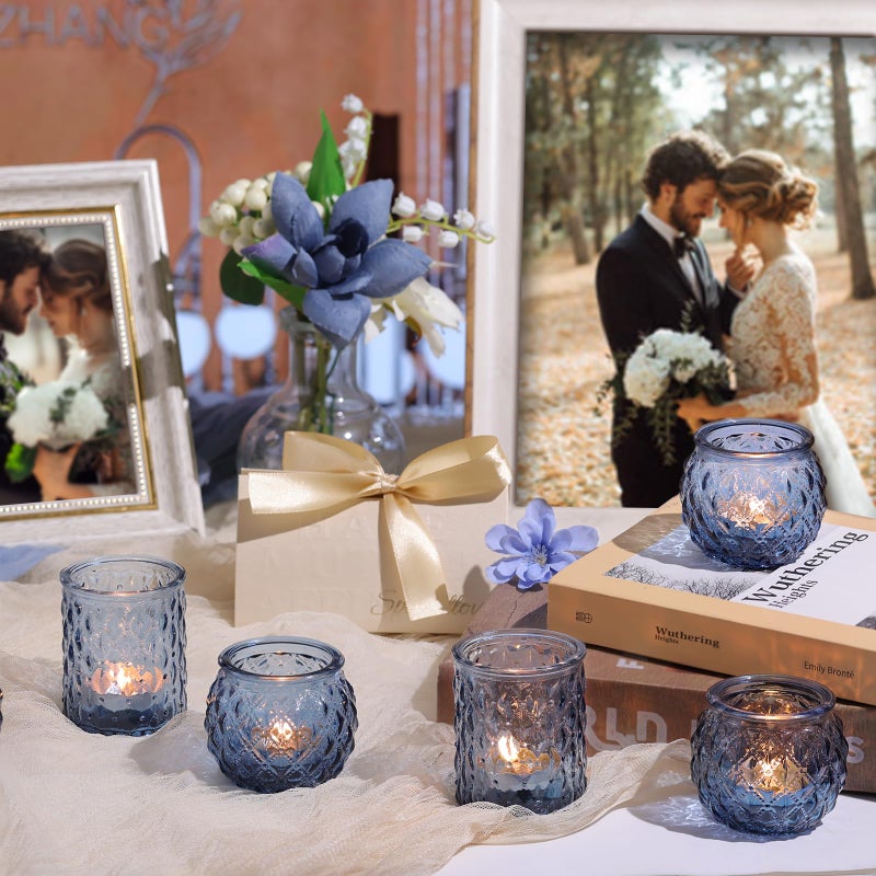 NITIME 36pcs Assorted Blue Votive Candle Holders  Blue Candle Holders for Wedding Table Decor  Tea Lights Candle Holder for Table Centerpiece  Bridal Shower  Baby Shower Decorations - Image 5
